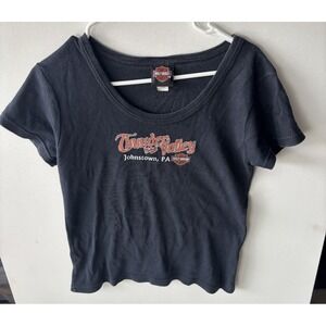 Harley Davidson Thunder Valley Tee Women's L USA Made Biker Rally Shirt PA